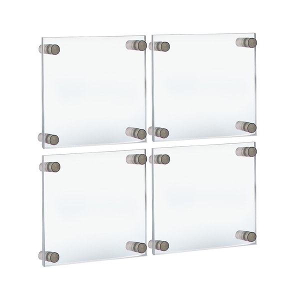 Azar Displays Floating Acrylic Gallery Wall Frames W/Slvr Stand Off Caps, Graphic Size:6x6in, Overall Size:9x9in, 4PK 105509-SLV-4PK - main